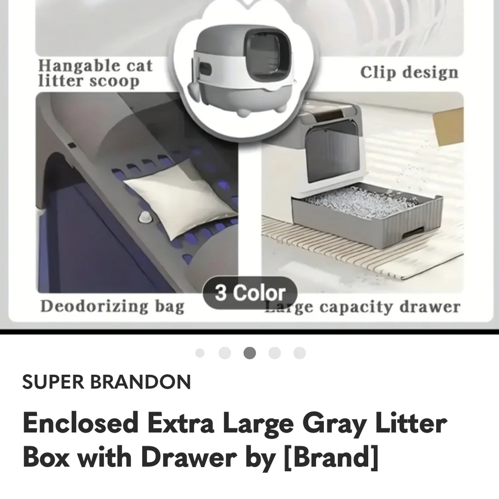 Enclosed Extra Large Gray Litter Box with Drawer